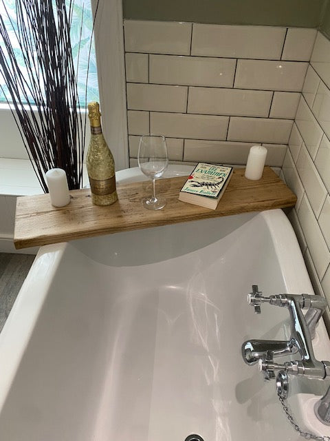 Reclaimed Wood Bath Caddy: Rustic Bath Board Tray