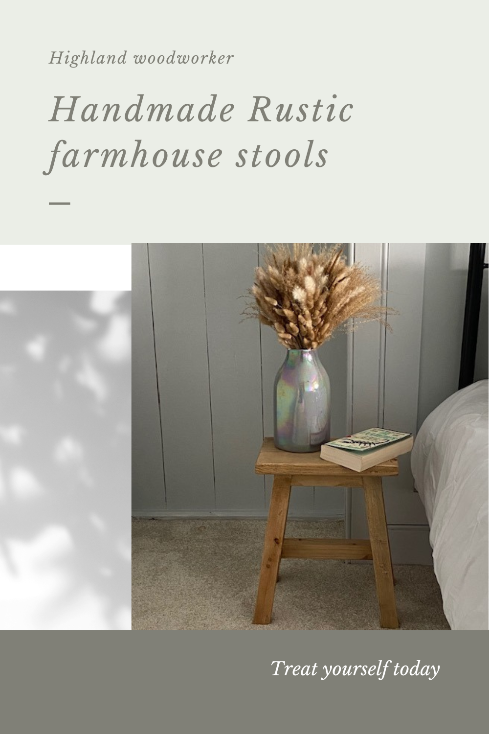 Farmhouse Rustic Wooden Side Table