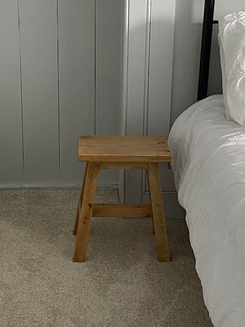Farmhouse Rustic Wooden Stool - Side Table - Milking Stool