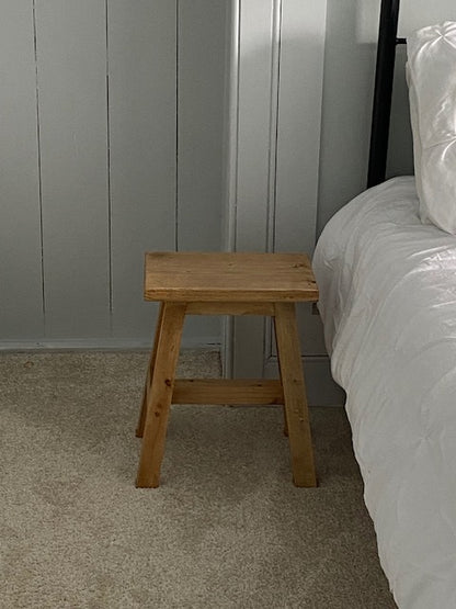 Farmhouse Rustic Wooden Stool - Side Table - Milking Stool