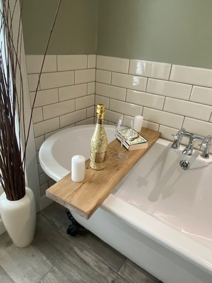 Reclaimed Wood Bath Caddy: Rustic Bath Board Tray