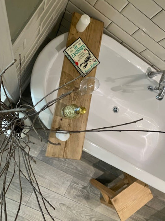 Reclaimed Wood Bath Caddy: Rustic Bath Board Tray