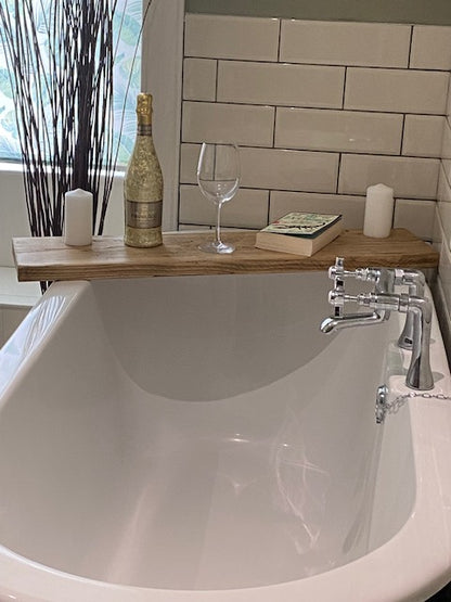 Reclaimed Wood Bath Caddy: Rustic Bath Board Tray