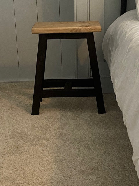 Rustic farmhouse wooden Stool - Milking Stool with Ebony Legs