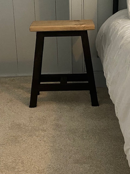 Rustic farmhouse wooden Stool - Milking Stool with Ebony Legs