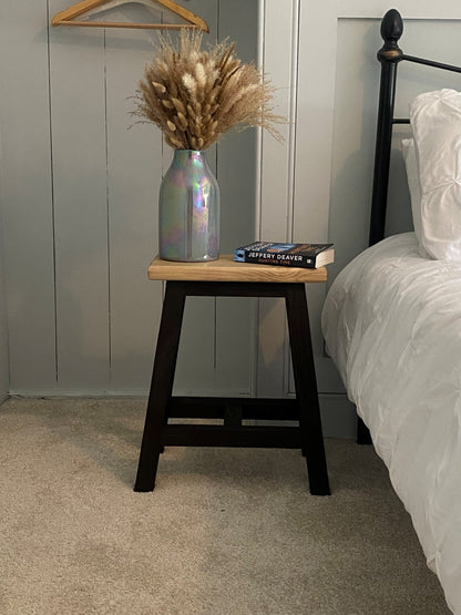 Rustic farmhouse wooden Stool - Milking Stool with Ebony Legs