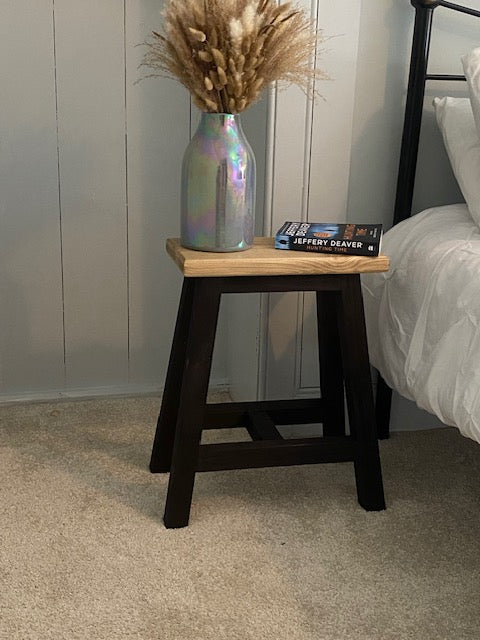 Rustic farmhouse wooden Stool - Milking Stool with Ebony Legs